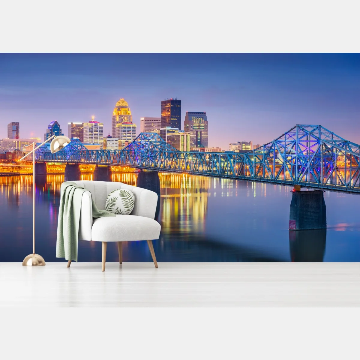 Fototapete Louisville skyline bei dämmerung – Wallnifity® Fototapete Louisville skyline bei dämmerung – Wallnifity®