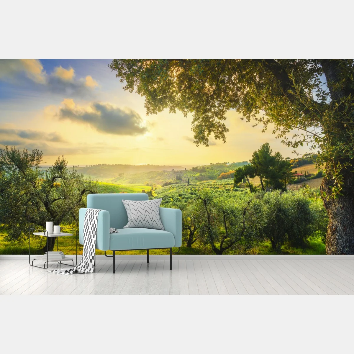 Fototapete olivenhain bei sonnenuntergang in Maremma, Toskana – Wallnifity® Fototapete olivenhain bei sonnenuntergang in Maremma, Toskana – Wallnifity®