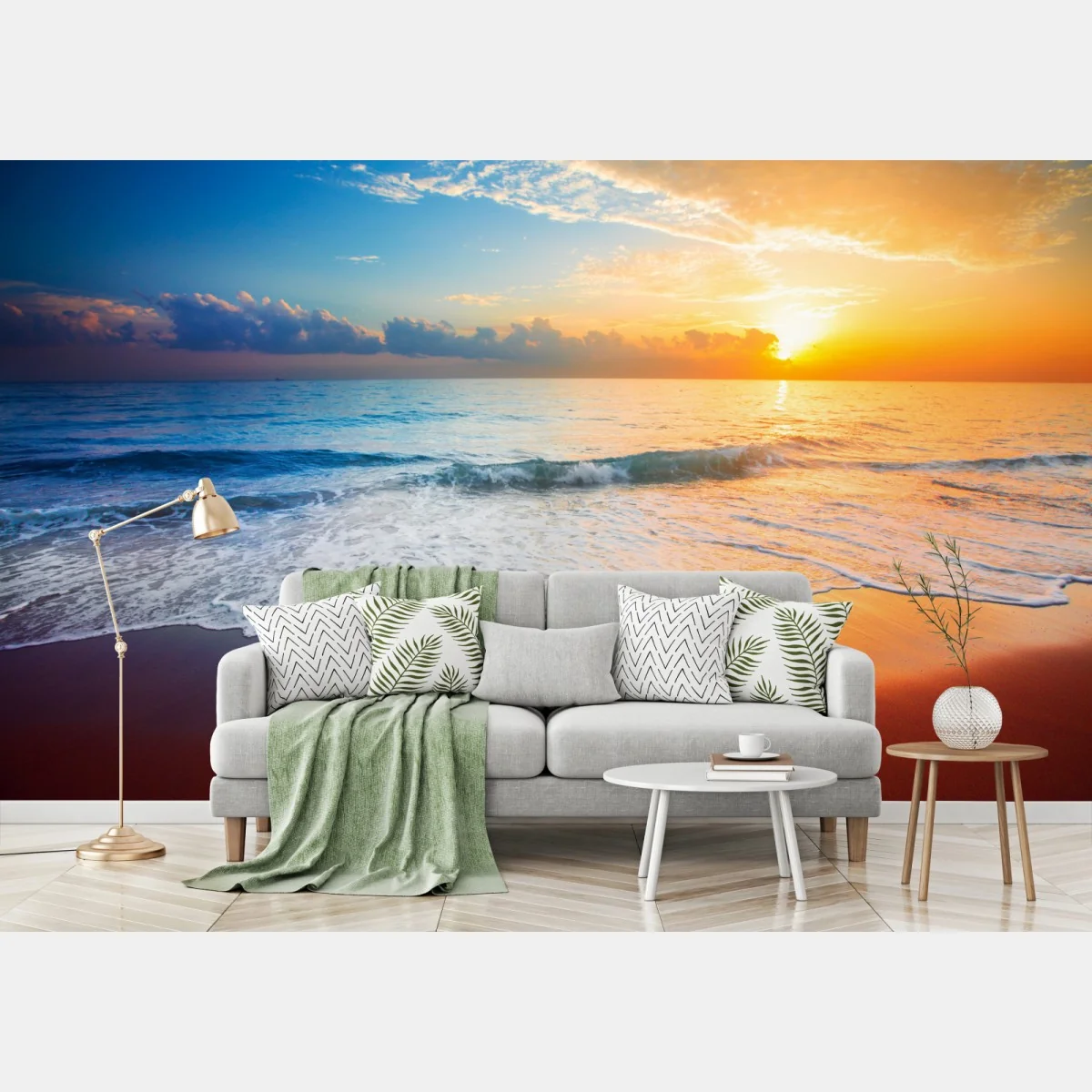 Fototapete ruhiger sonnenuntergang über dem meer – Wallnifity® Fototapete ruhiger sonnenuntergang über dem meer – Wallnifity®