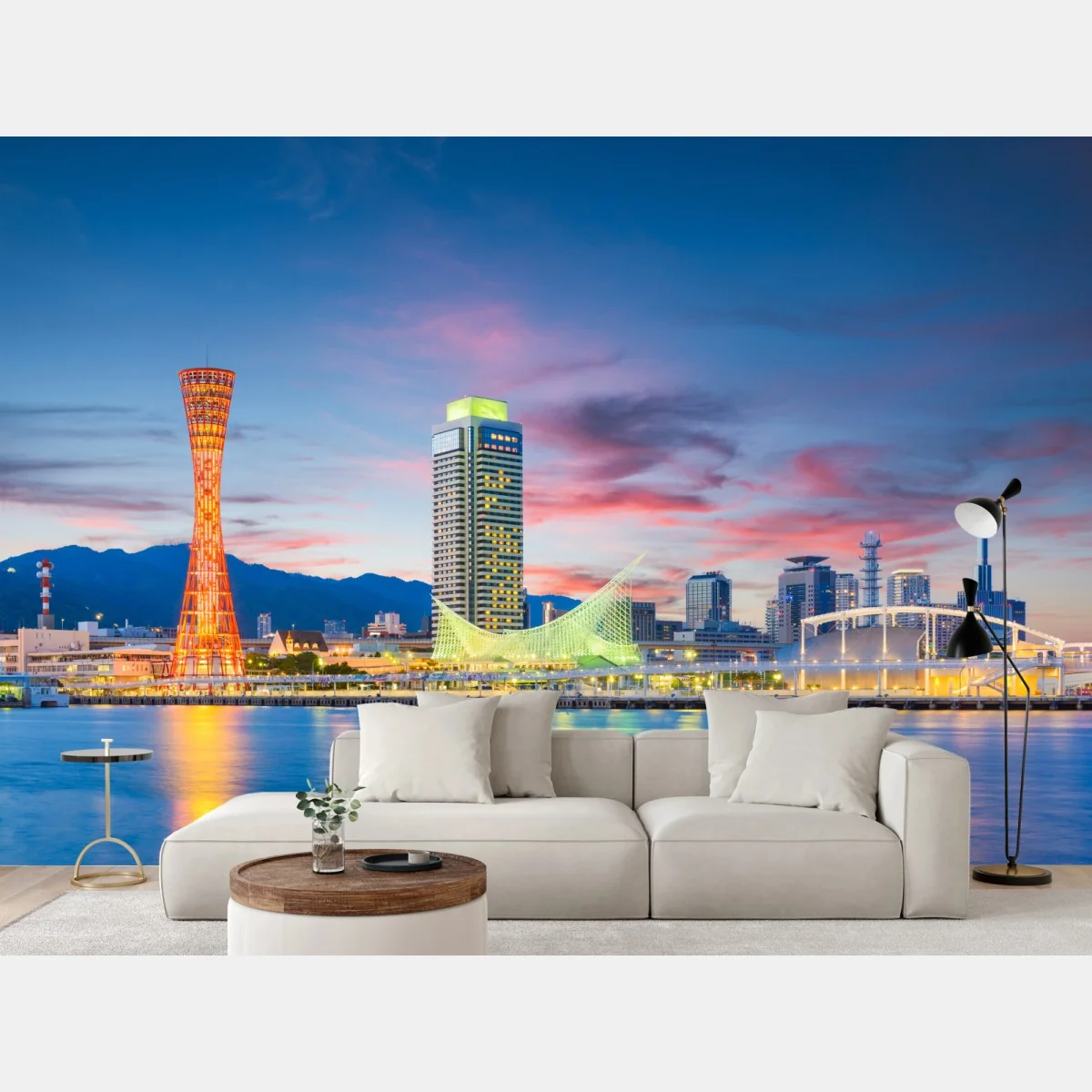 Fototapete Kobe skyline bei dämmerung – Wallnifity®