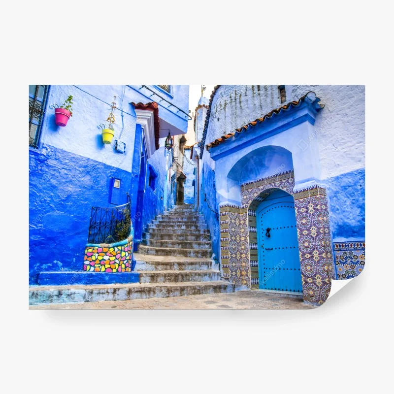 Fototapete blaue gasse in Chefchaouen, Marokko