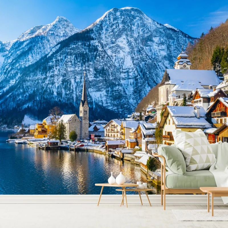 Fototapete winterruhe in Hallstatt — alpendorf am see