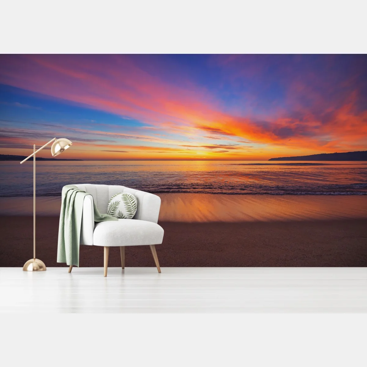 Fototapete lebendiger sonnenaufgang über einem ruhigen strand – Wallnifity® Fototapete lebendiger sonnenaufgang über einem ruhigen strand – Wallnifity®