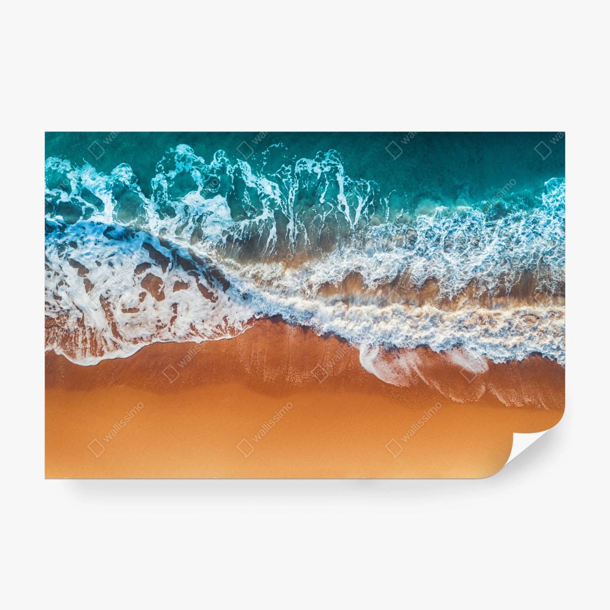 Fototapete luftaufnahme türkisfarbener wellen an einem sandstrand – Wallnifity® Fototapete luftaufnahme türkisfarbener wellen an einem sandstrand – Wallnifity®