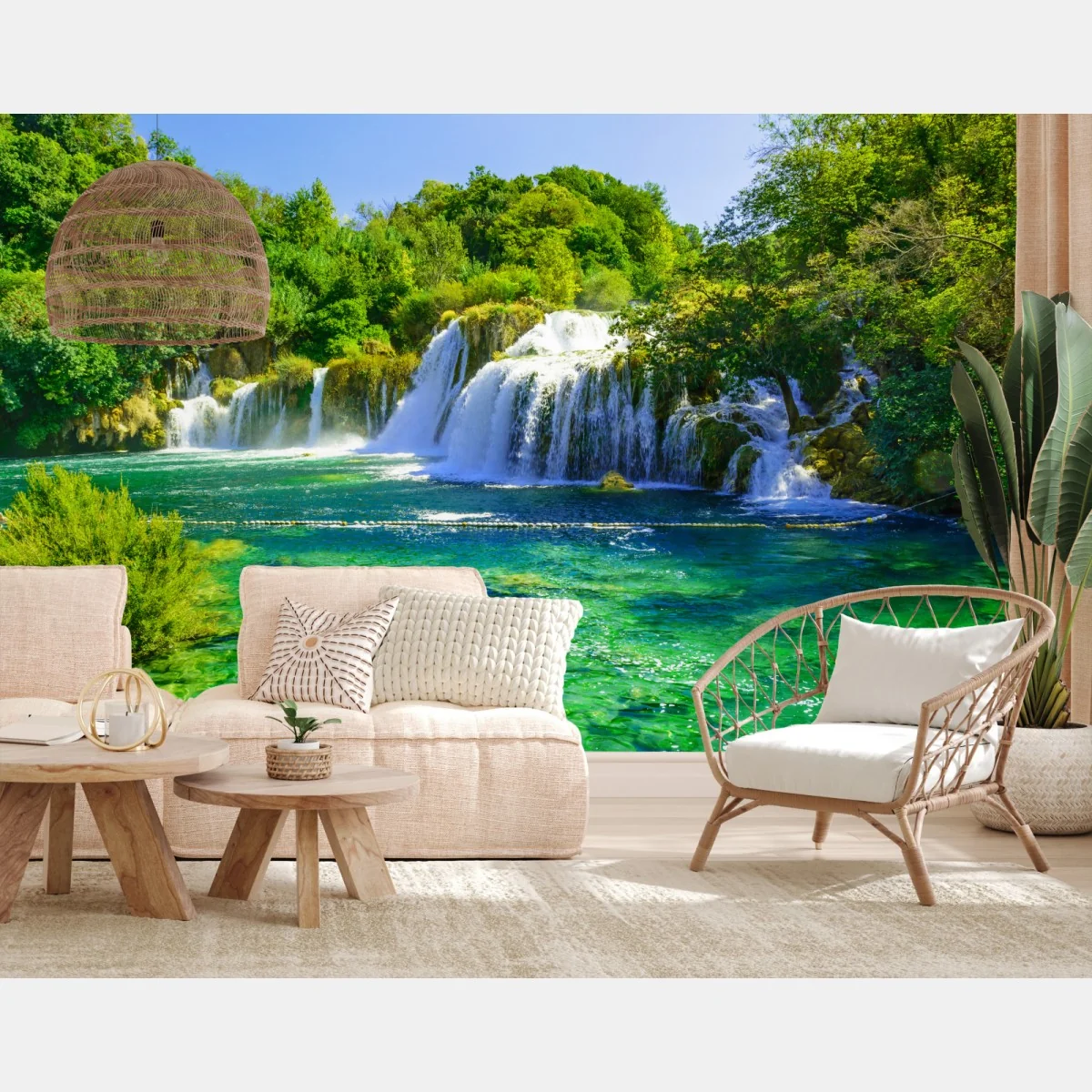 Fototapete smaragdgrüner wasserfall – Wallnifity® Fototapete smaragdgrüner wasserfall – Wallnifity®