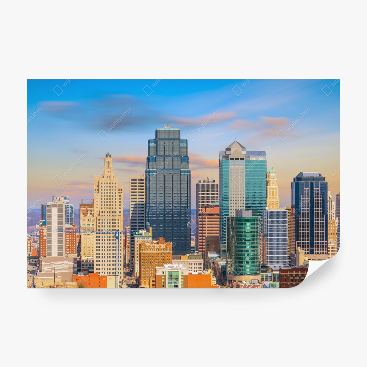 Fototapete Kansas City skyline bei sonnenuntergang – Wallnifity® Fototapete Kansas City skyline bei sonnenuntergang – Wallnifity®