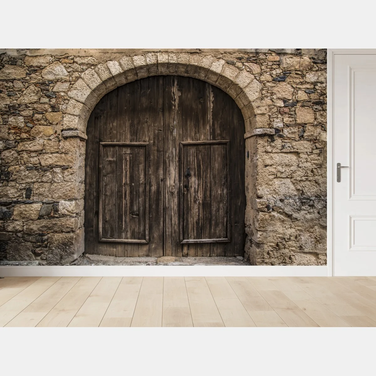 Fototapete rustikale holztür mit steinbogen – Wallnifity® Fototapete rustikale holztür mit steinbogen – Wallnifity®
