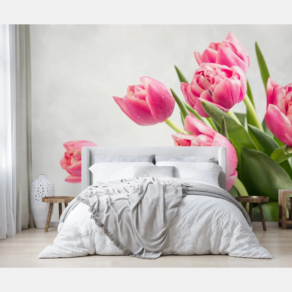 Fototapete eleganter strauß rosa tulpen – Wallnifity® Fototapete eleganter strauß rosa tulpen – Wallnifity®