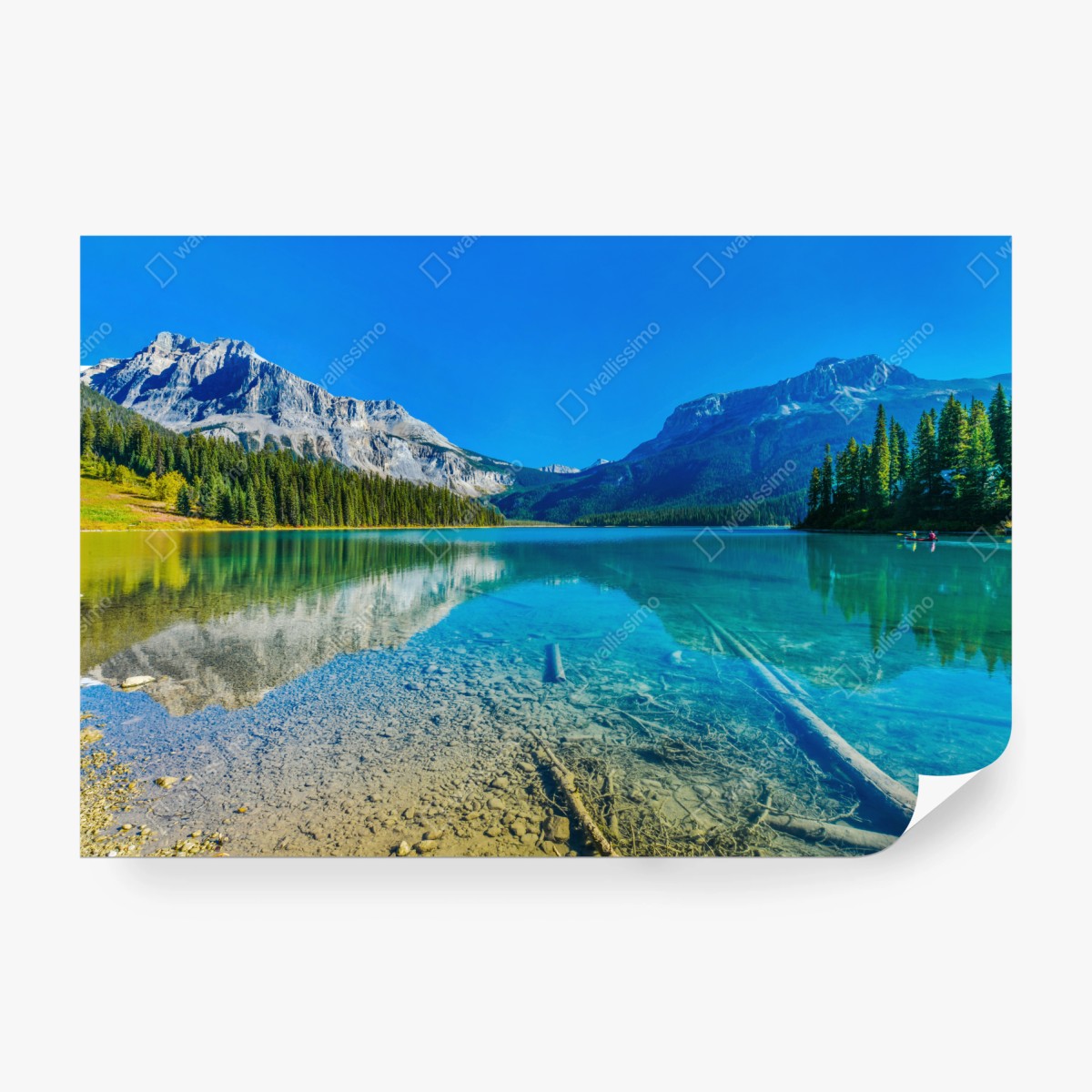 Fototapete türkises alpensee mit bergreflexionen – Wallnifity®