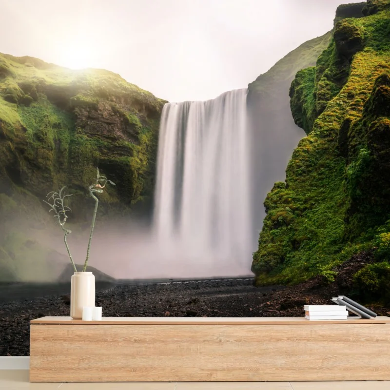 Fototapete majestätischer wasserfall Skogafoss – Wallnifity® Fototapete majestätischer wasserfall Skogafoss – Wallnifity®