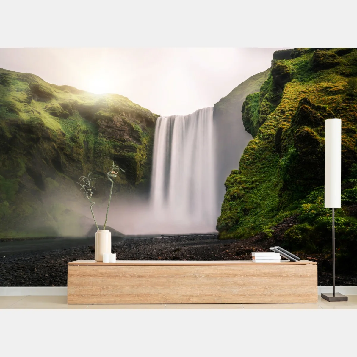 Fototapete majestätischer wasserfall Skogafoss – Wallnifity® Fototapete majestätischer wasserfall Skogafoss – Wallnifity®