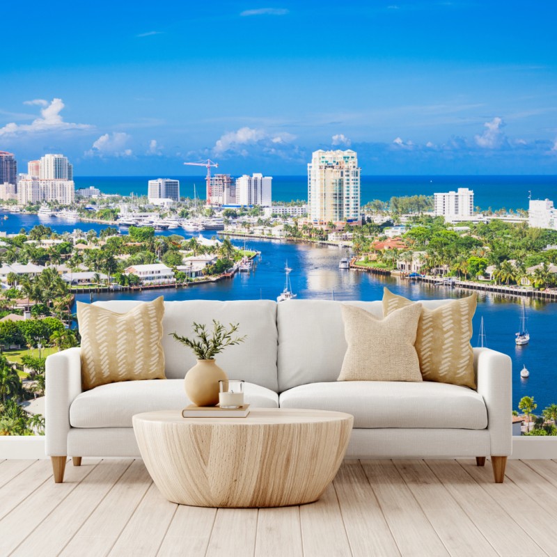 Fototapete Fort Lauderdale stadtskyline am meer