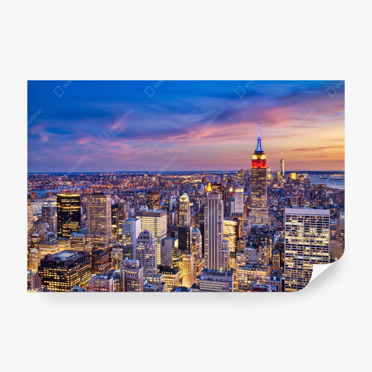 Fototapete New York skyline bei dämmerung – Wallnifity® Fototapete New York skyline bei dämmerung – Wallnifity®