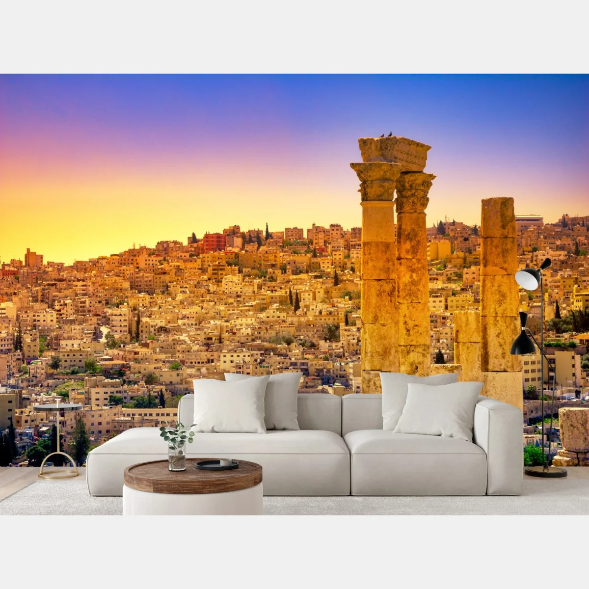 Fototapete goldene Amman skyline mit antiken säulen – Wallnifity® Fototapete goldene Amman skyline mit antiken säulen – Wallnifity®
