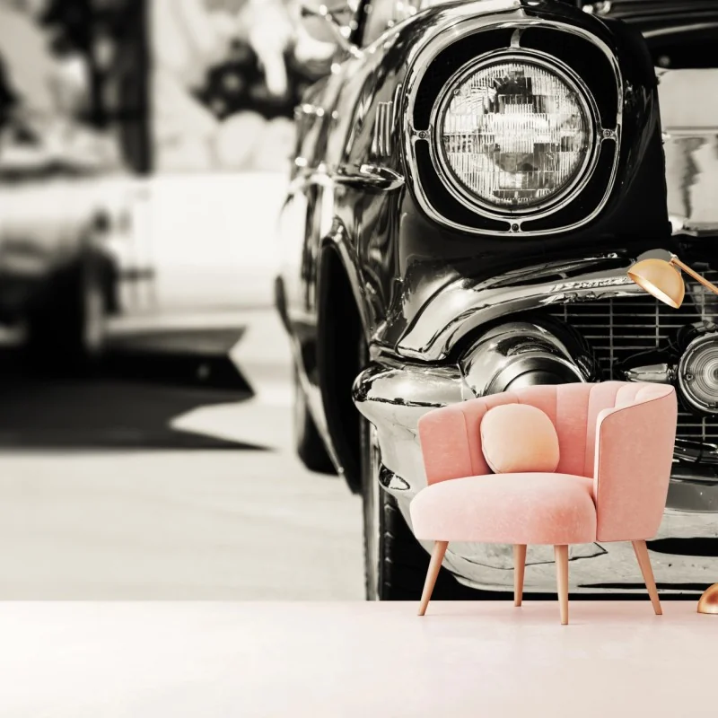 Fototapete vintage chrom klassisches auto nahaufnahme
