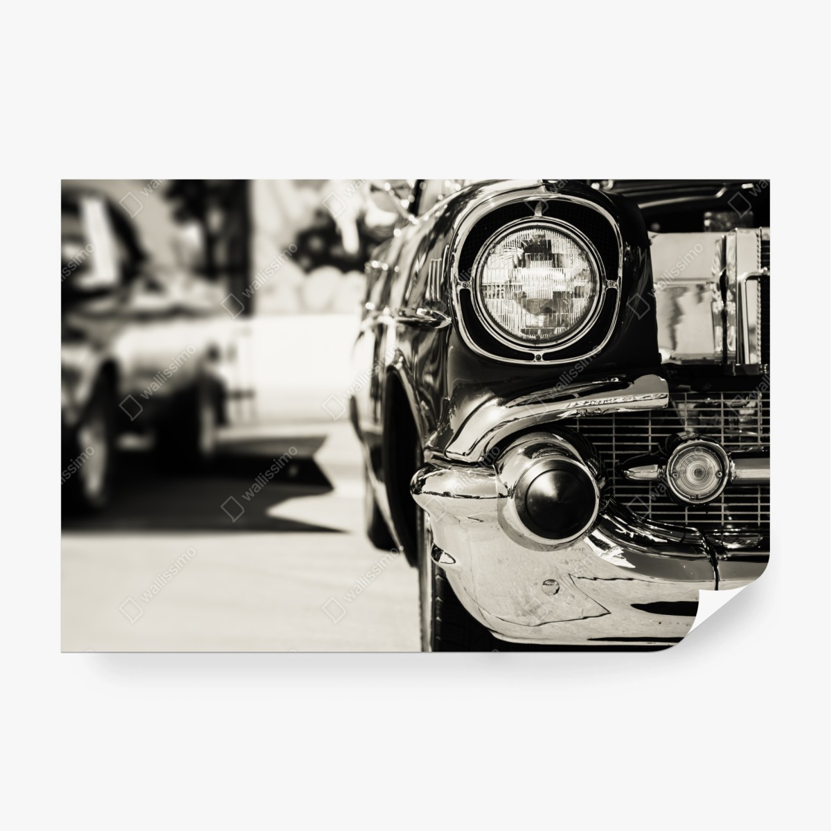 Fototapete vintage chrom klassisches auto nahaufnahme – Wallnifity®