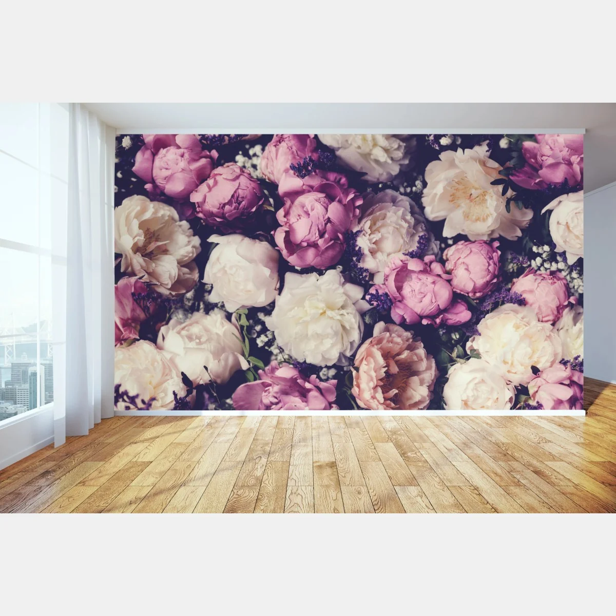 Fototapete romantischer pfingstrosenstrauß in pastelltönen – Wallnifity® Fototapete romantischer pfingstrosenstrauß in pastelltönen – Wallnifity®