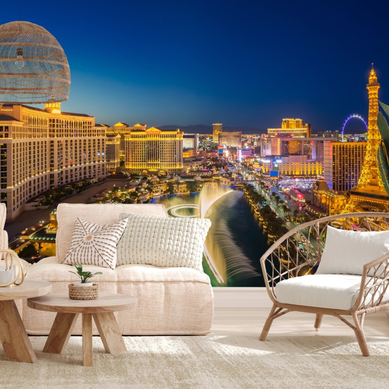 Fototapete Las Vegas skyline bei nacht – Wallnifity® Fototapete Las Vegas skyline bei nacht – Wallnifity®