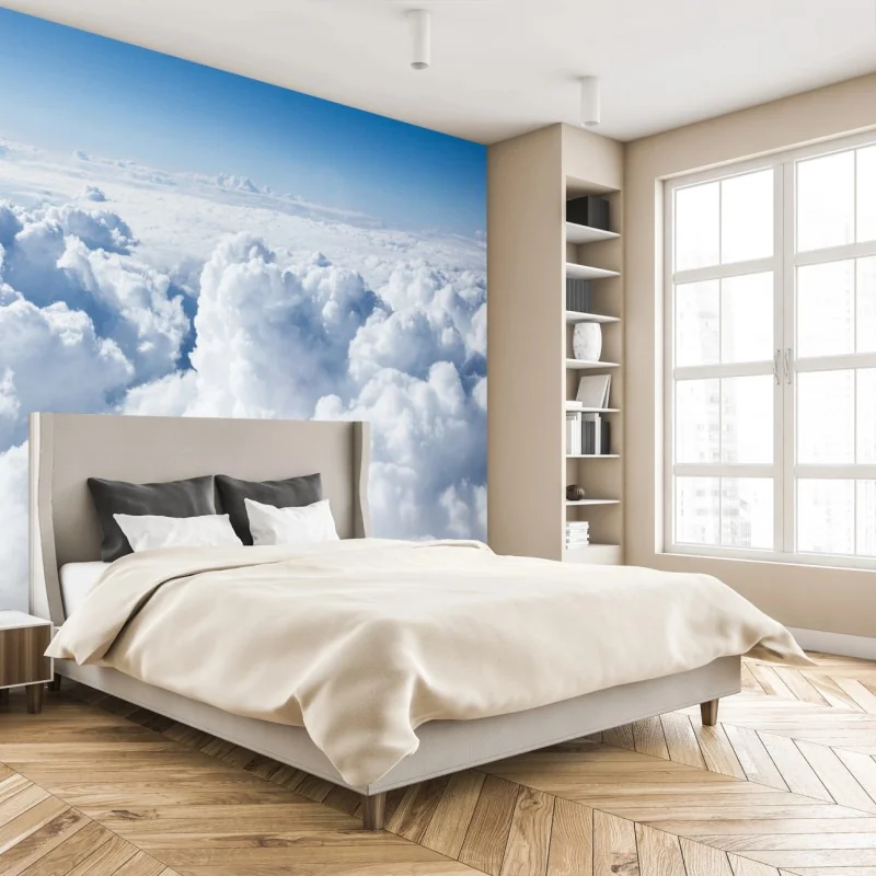 Fototapete blick von oben: sanfte wolken und blauer himmel