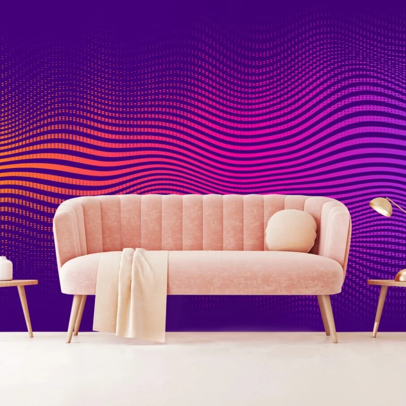 Fototapete leuchtendes verlauf-wellenmuster
