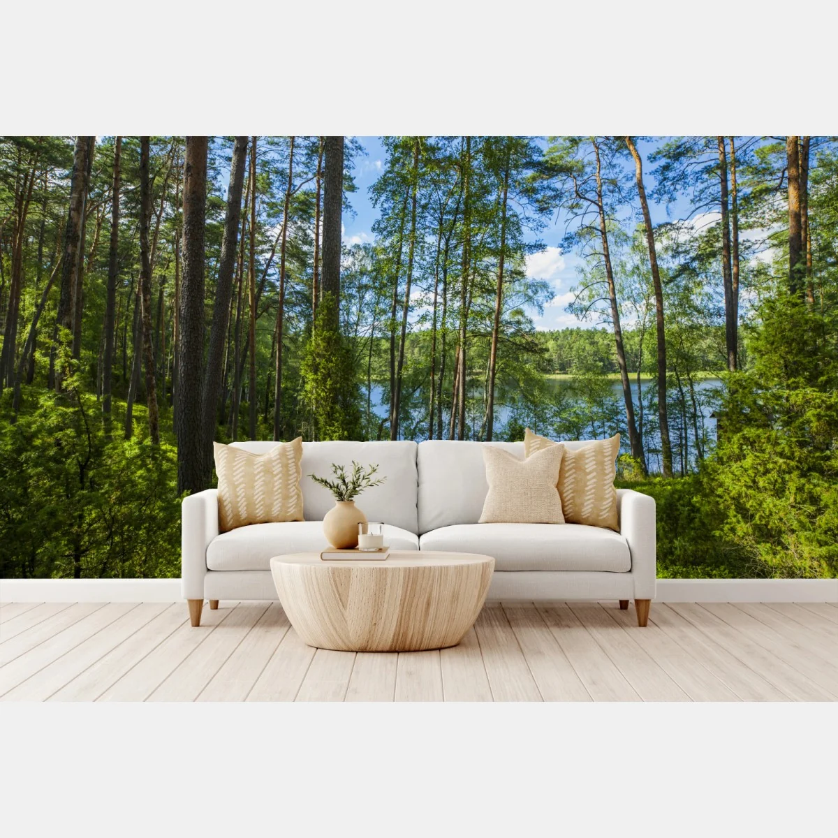 Fototapete ruhiger kiefernwald am see – Wallnifity® Fototapete ruhiger kiefernwald am see – Wallnifity®