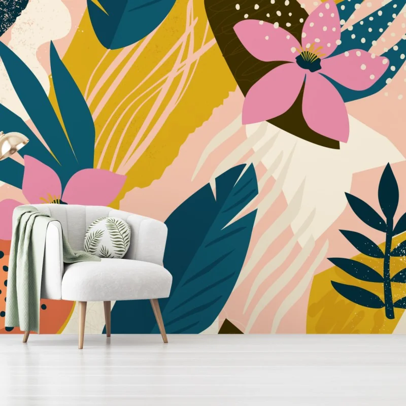 Fototapete tropisches abstraktes blumenmotiv