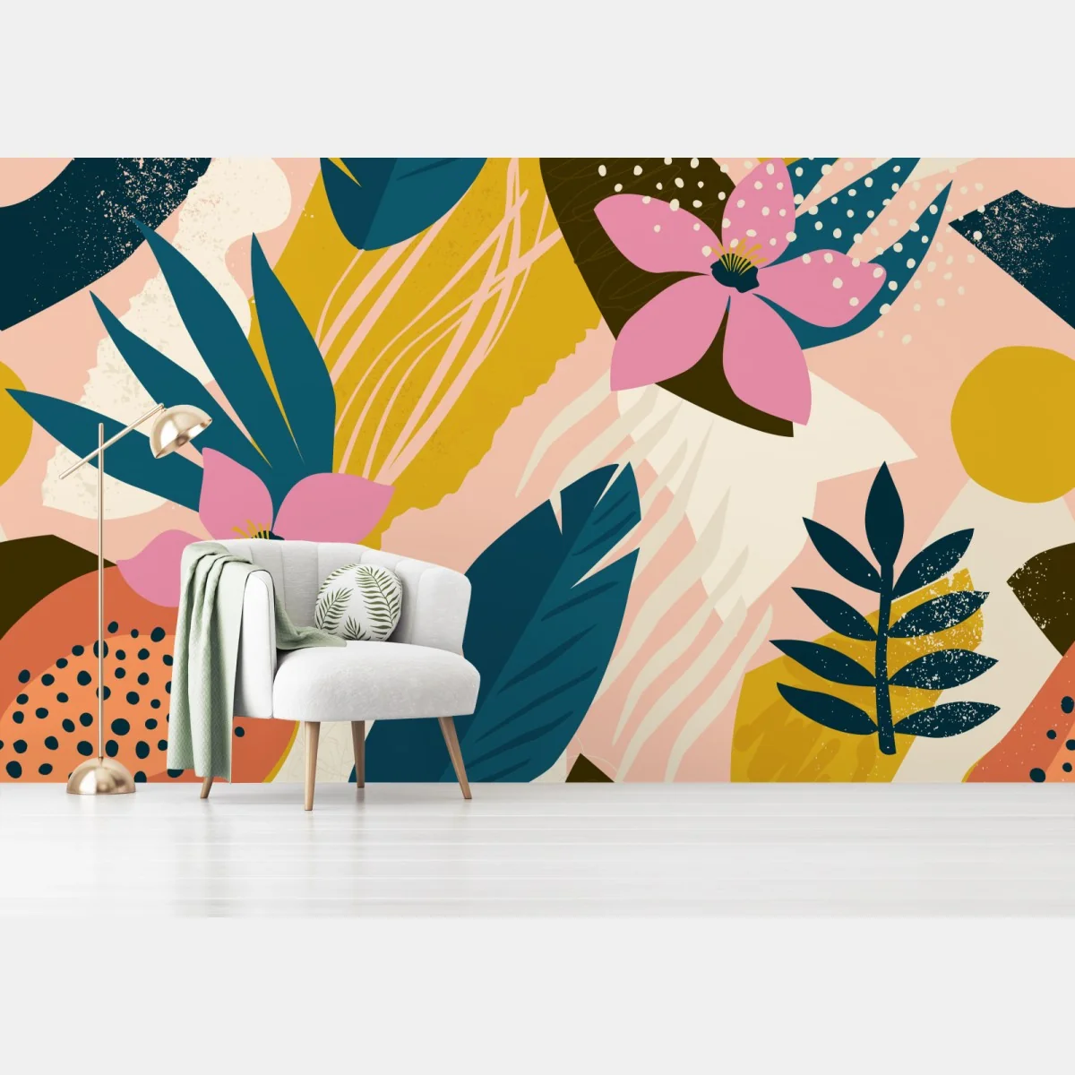 Fototapete tropisches abstraktes blumenmotiv – Wallnifity®