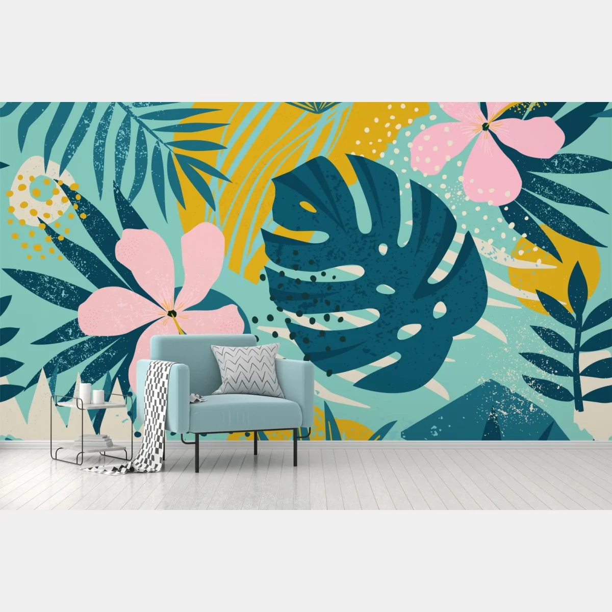 Fototapete tropische blätter und blüten – Wallnifity®