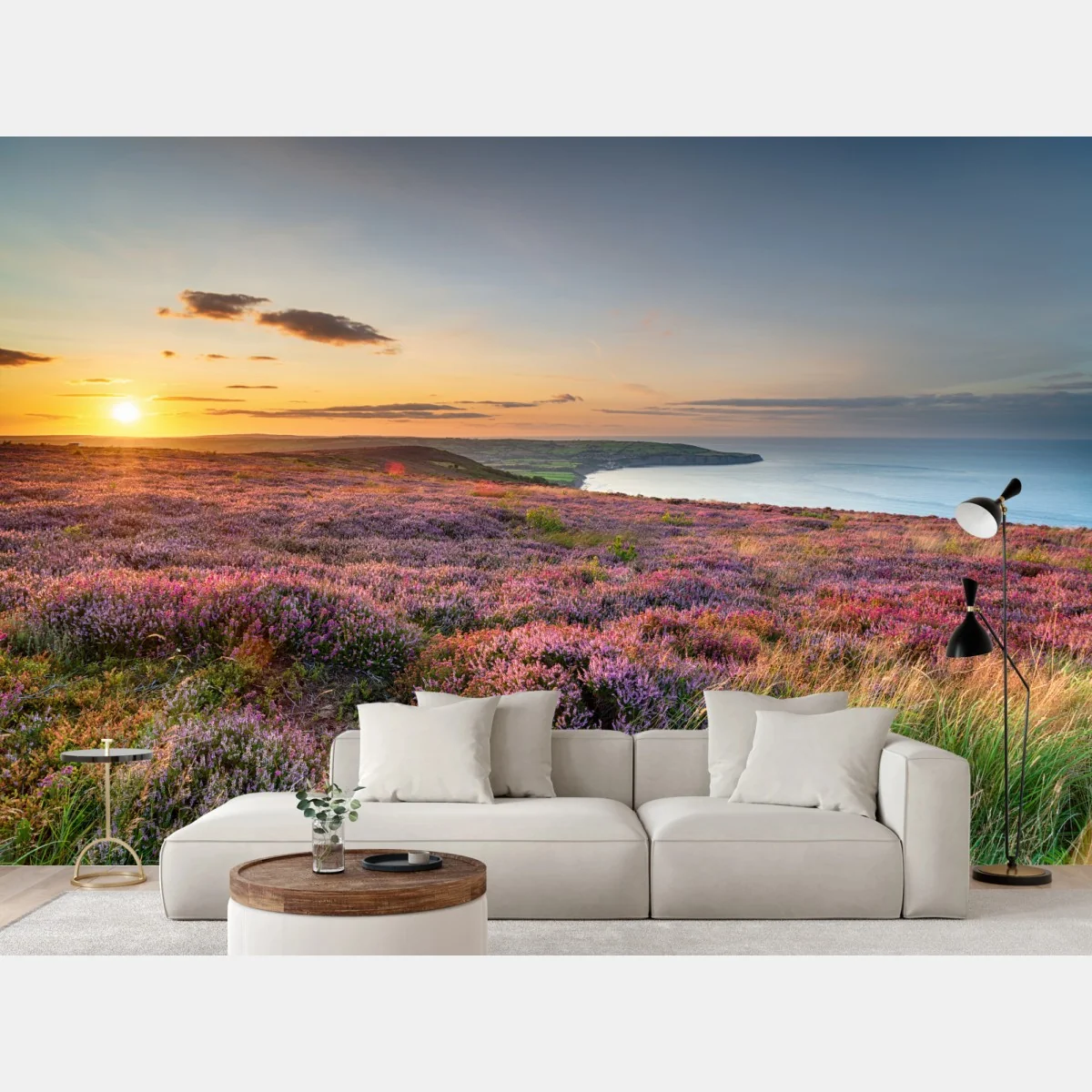 Fototapete sonnenuntergang über der heide auf den North York Moors – Wallnifity® Fototapete sonnenuntergang über der heide auf den North York Moors – Wallnifity®