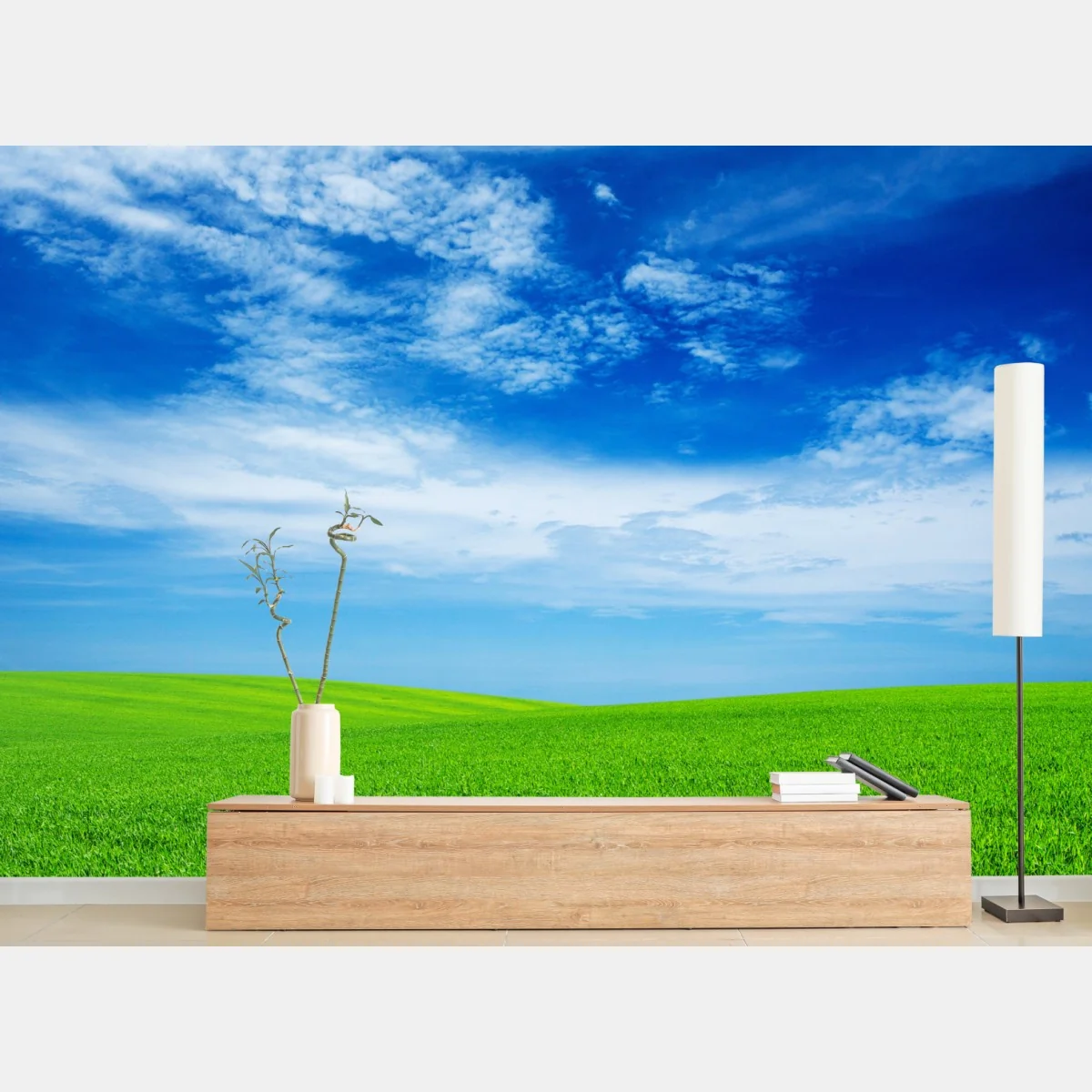 Fototapete grüne wiese unter blauem himmel – Wallnifity® Fototapete grüne wiese unter blauem himmel – Wallnifity®