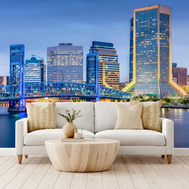 Fototapete Jacksonville skyline bei dämmerung – Wallnifity®