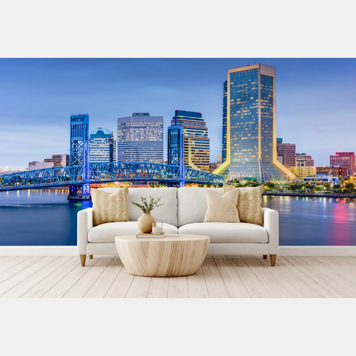Fototapete Jacksonville skyline bei dämmerung – Wallnifity®