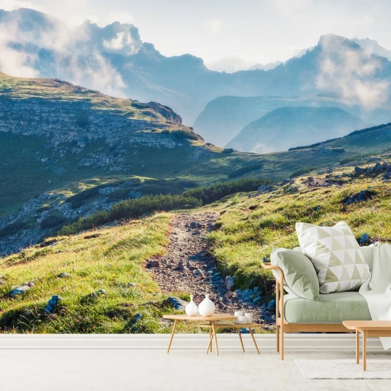 Fototapete nebliger morgen auf Monte Piana, Dolomiten