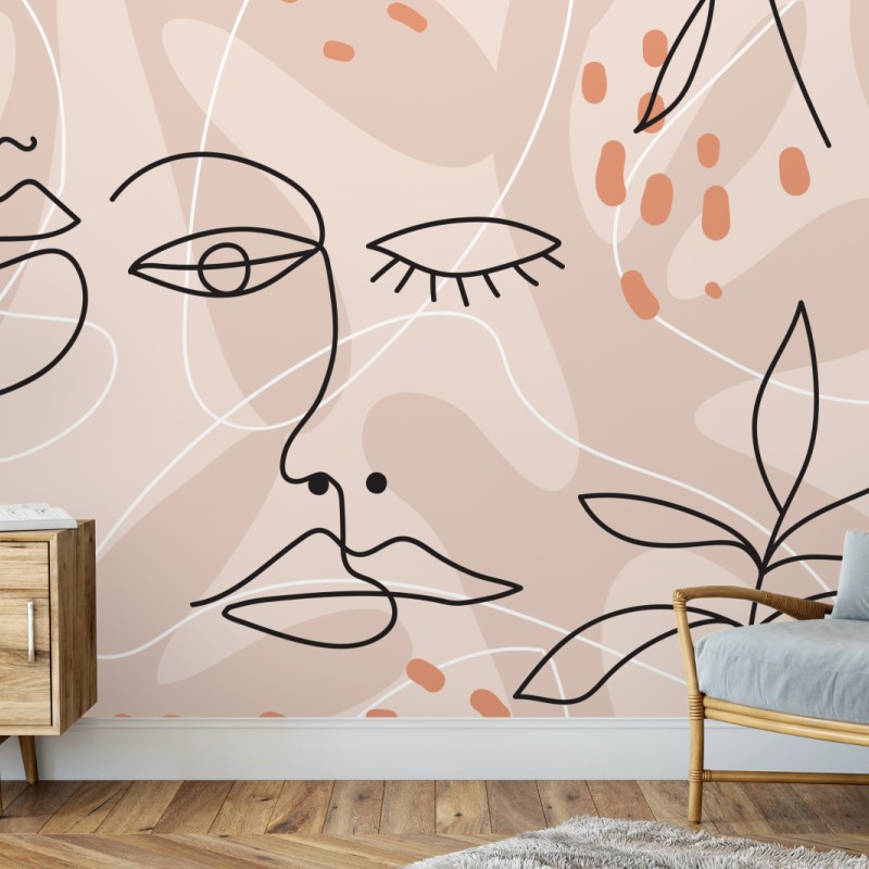 Fototapete pastell linienzeichnungen gesichter