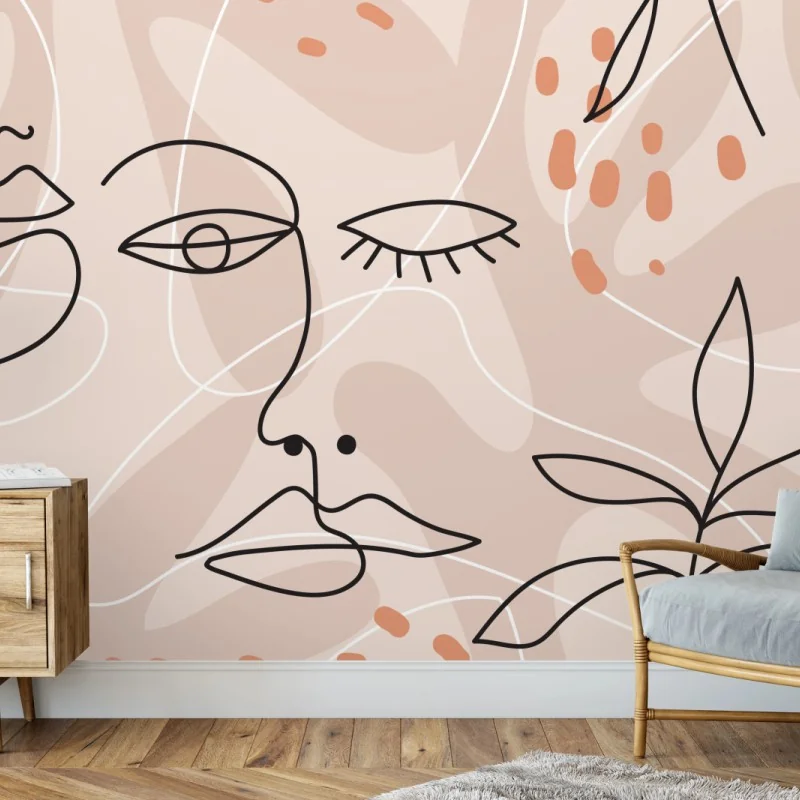 Fototapete pastell linienzeichnungen gesichter