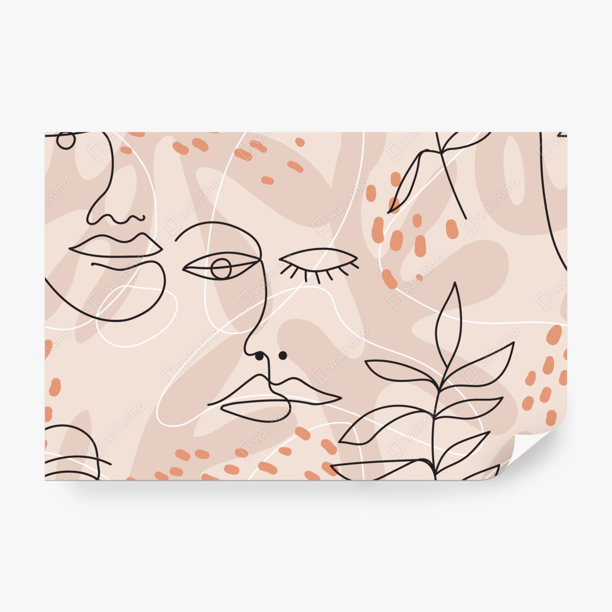 Fototapete pastell linienzeichnungen gesichter – Wallnifity®