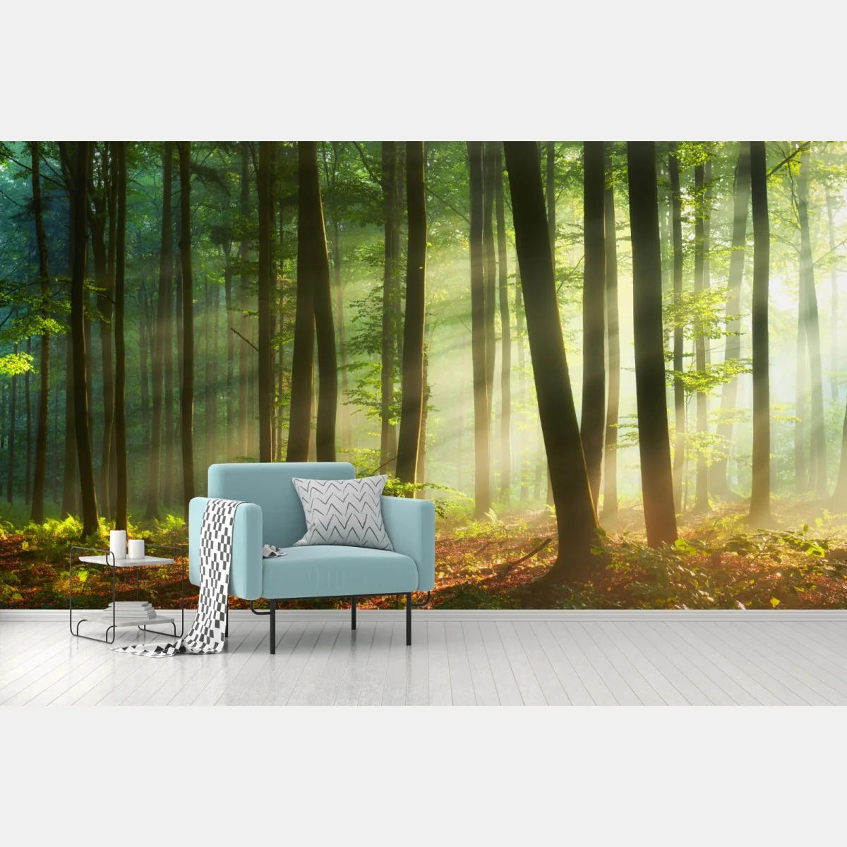 Fototapete sonnenbeschienener morgenwald – Wallnifity® Fototapete sonnenbeschienener morgenwald – Wallnifity®