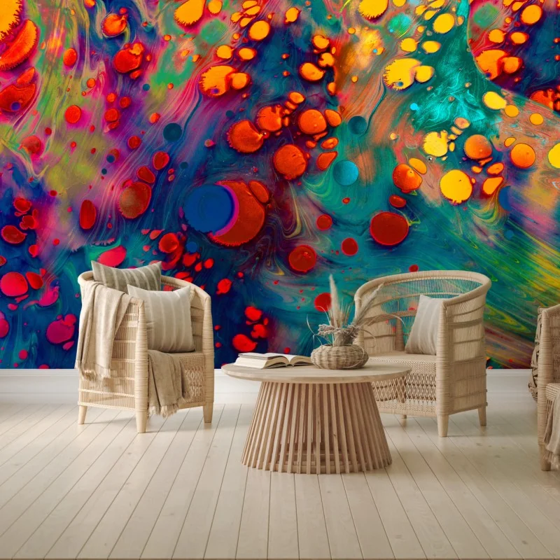 Fototapete lebendige türkis-orange marmorierte kunst – Wallnifity® Fototapete lebendige türkis-orange marmorierte kunst – Wallnifity®