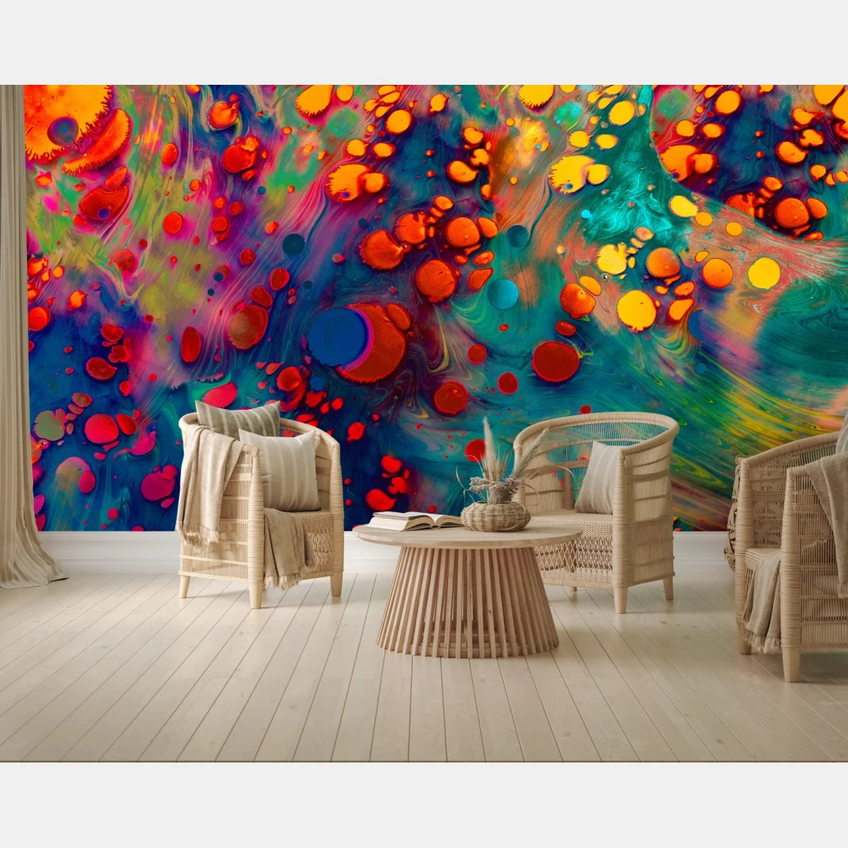 Fototapete lebendige türkis-orange marmorierte kunst – Wallnifity® Fototapete lebendige türkis-orange marmorierte kunst – Wallnifity®