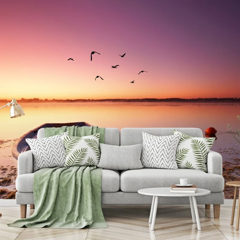 Fototapete friedliche bootsstimmung im abendlicht