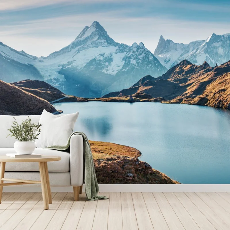 Fototapete sonnenaufgang über Bachalpsee, Schweizer Alpen – Wallnifity® Fototapete sonnenaufgang über Bachalpsee, Schweizer Alpen – Wallnifity®