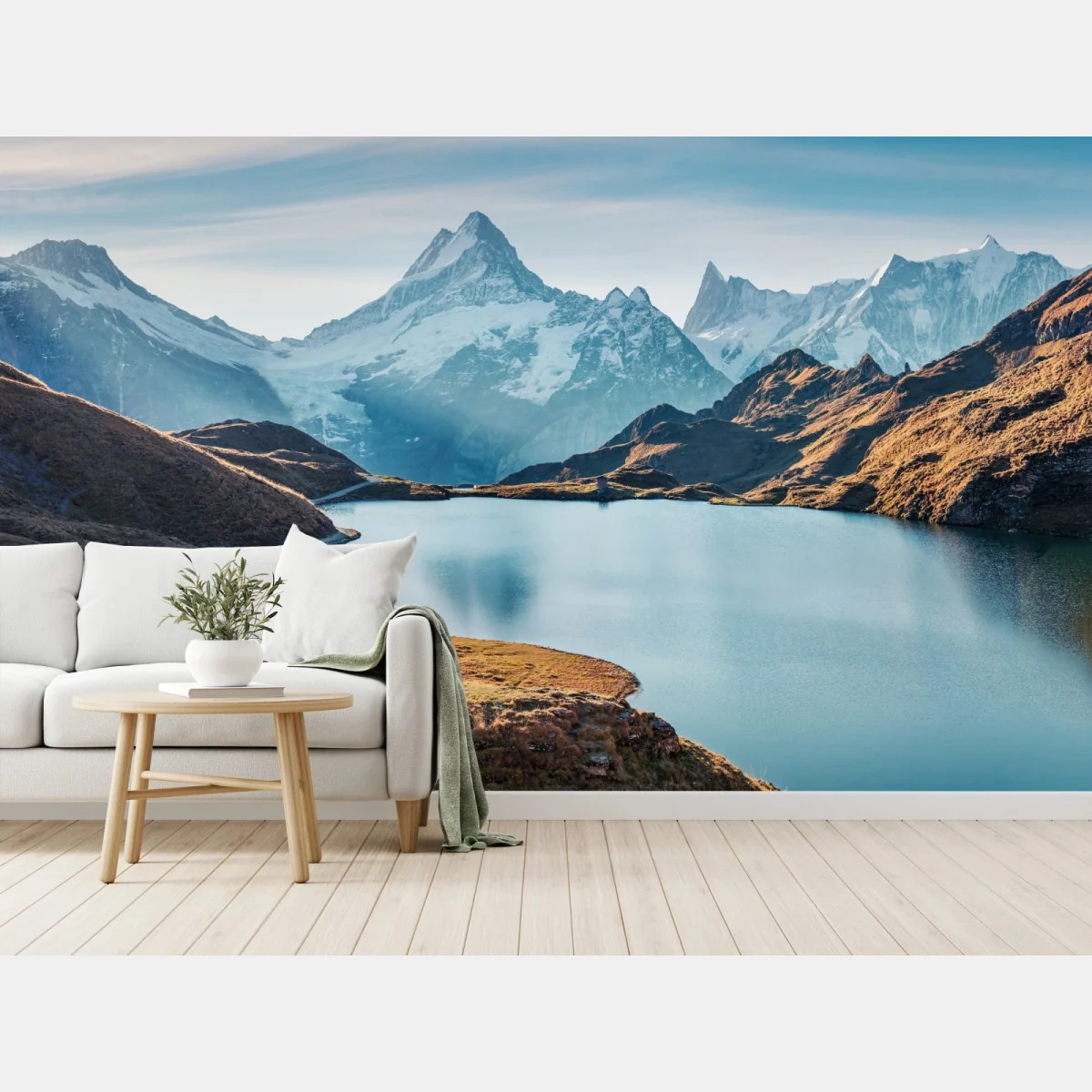 Fototapete sonnenaufgang über Bachalpsee, Schweizer Alpen – Wallnifity® Fototapete sonnenaufgang über Bachalpsee, Schweizer Alpen – Wallnifity®