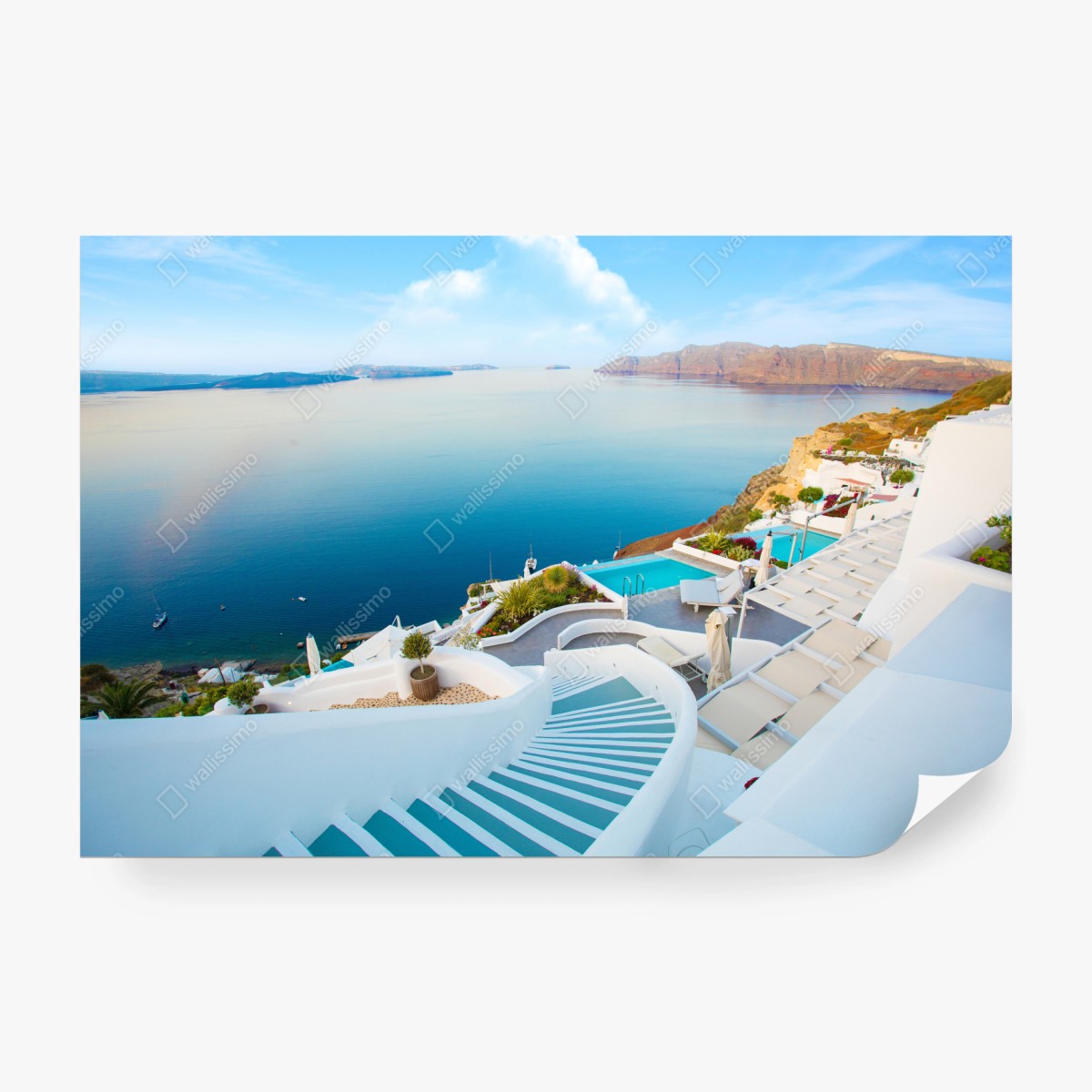 Fototapete Santorini meerblick terrasse – Wallnifity®