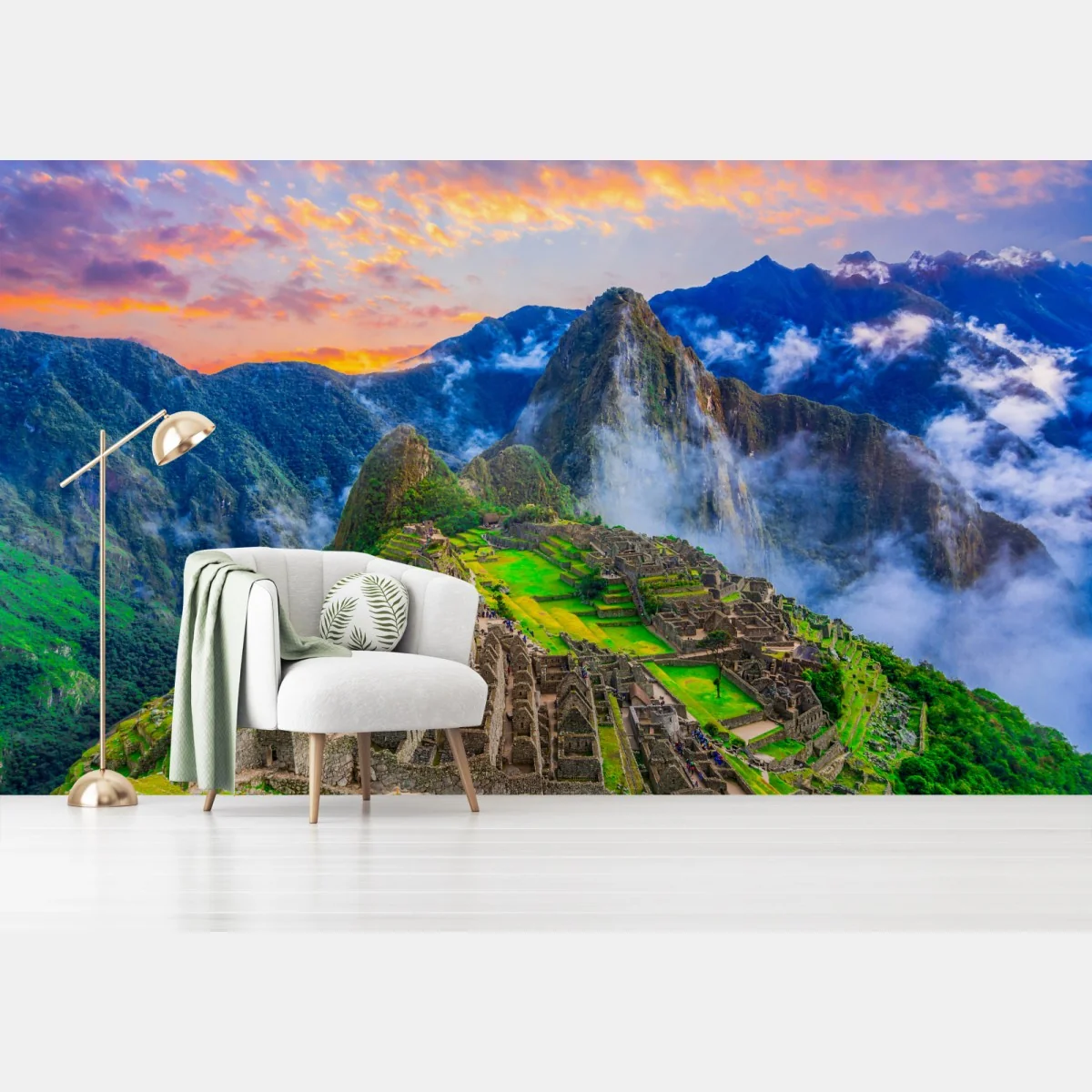 Fototapete sonnenuntergang über Machu Picchu antike Inka-zitadelle – Wallnifity® Fototapete sonnenuntergang über Machu Picchu antike Inka-zitadelle – Wallnifity®