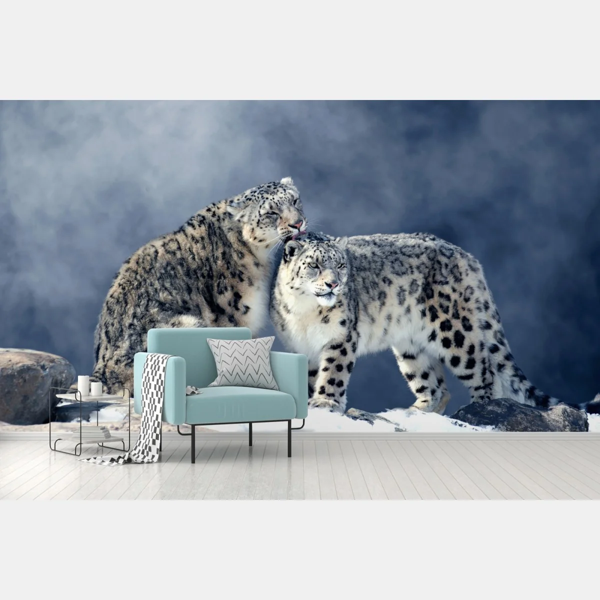 Fototapete majestätische schneeleoparden im winter – Wallnifity® Fototapete majestätische schneeleoparden im winter – Wallnifity®