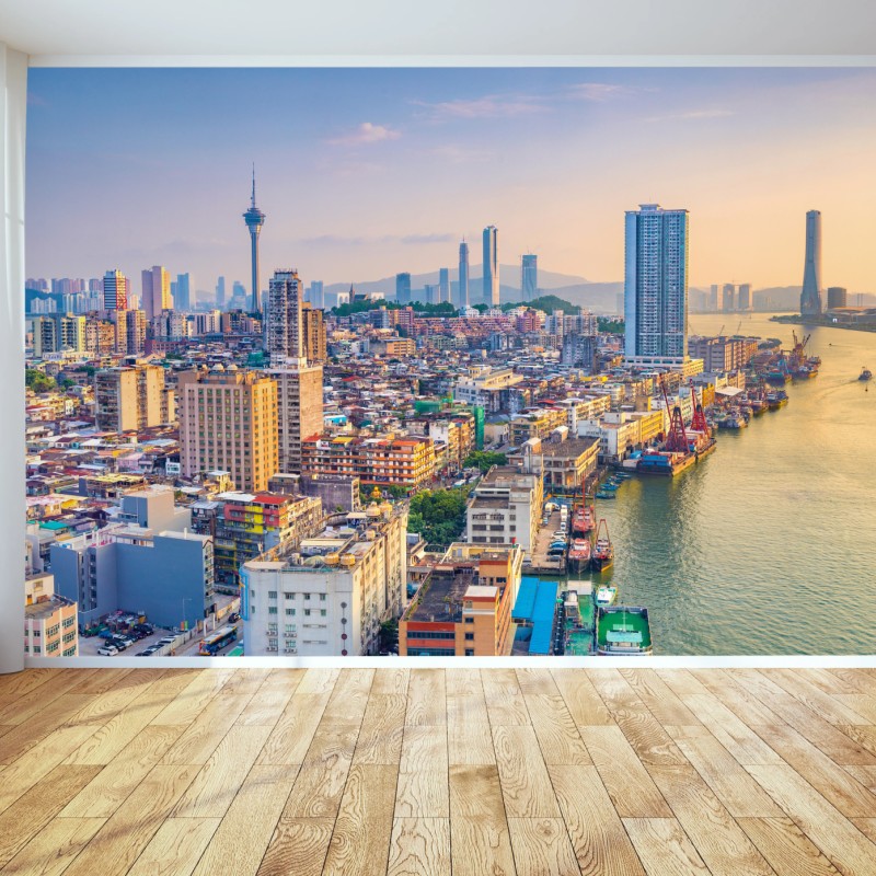 Fototapete Macau skyline bei sonnenuntergang – Wallnifity®