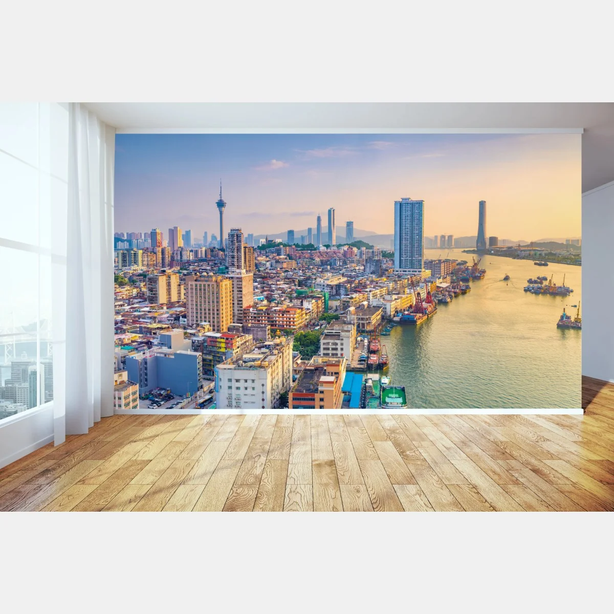 Fototapete Macau skyline bei sonnenuntergang – Wallnifity®