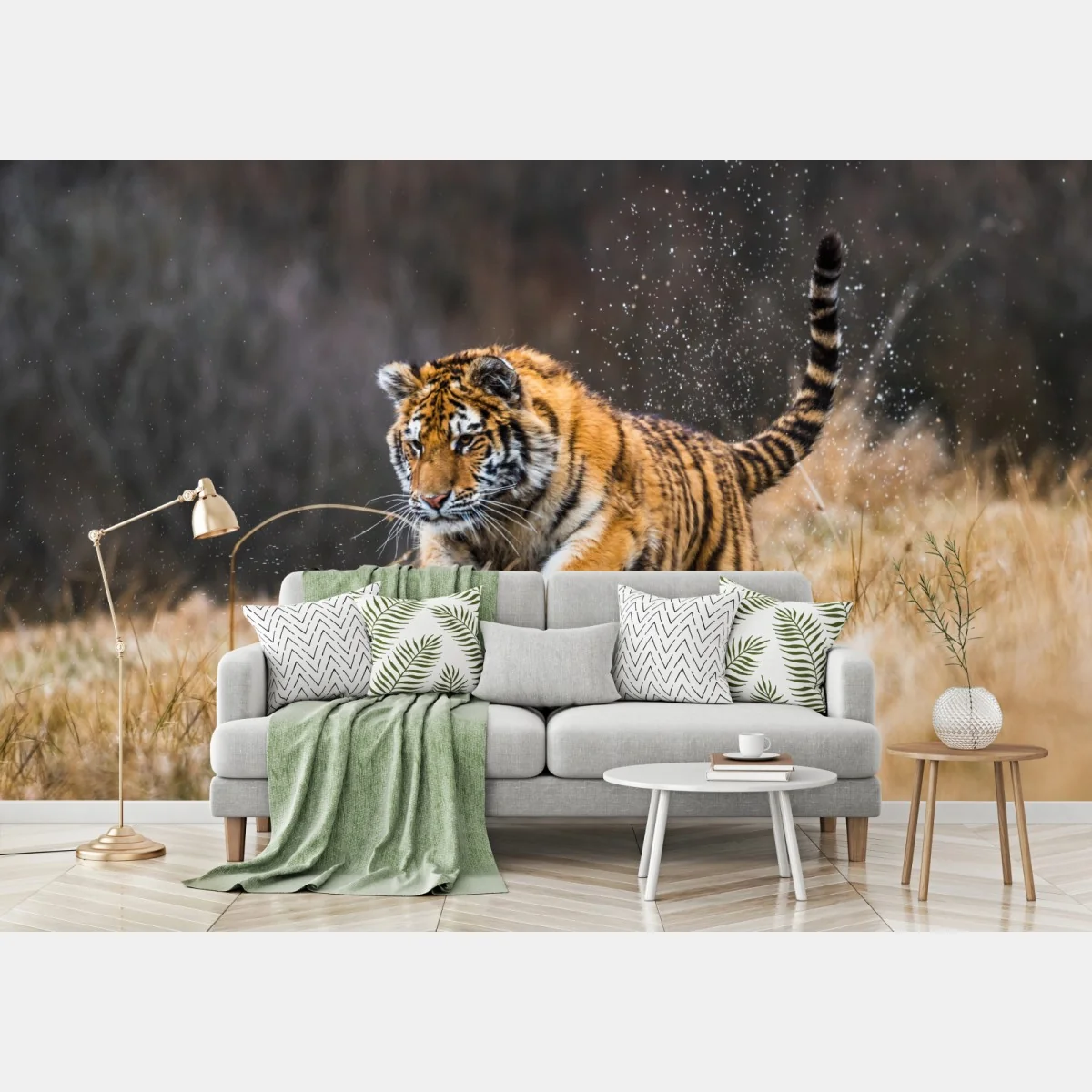 Fototapete sibirischer tiger in bewegung – Wallnifity®