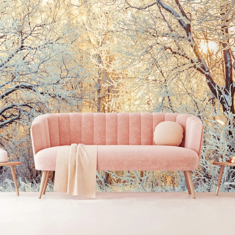 Fototapete wintersonne im verschneiten wald