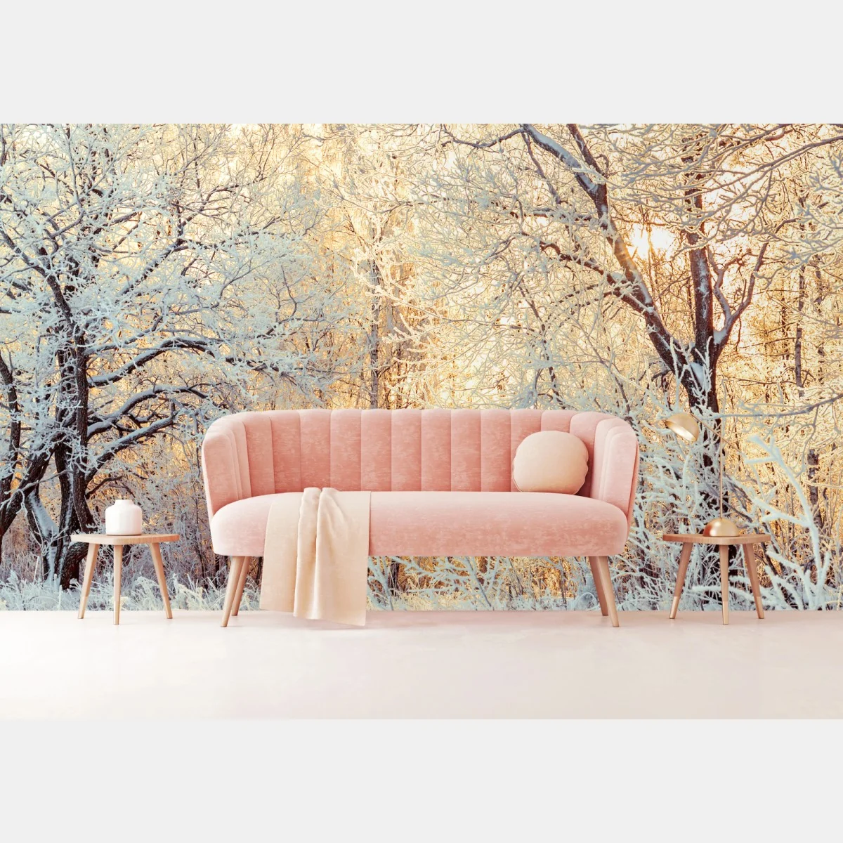 Fototapete wintersonne im verschneiten wald – Wallnifity® Fototapete wintersonne im verschneiten wald – Wallnifity®